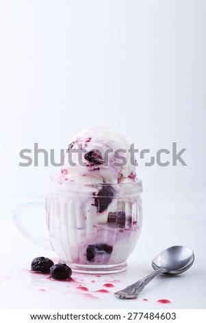 blueberry yogurt ice cream in vintage cup