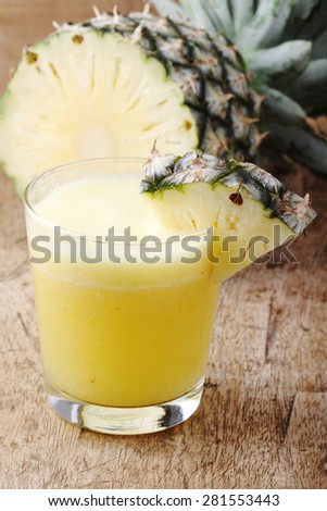 Fresh Pineapple Smoothie with slice of Pineapple