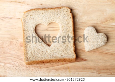healthy whole wheat bread, cut to heart shape