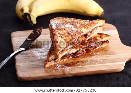 chocolate banana french toast with whole wheat bread