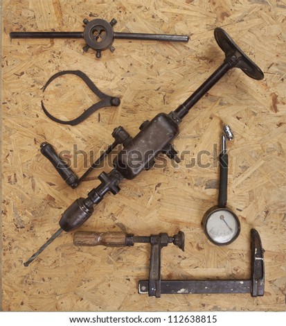 Isolated old tools set
