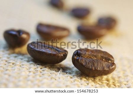 Coffee Beans draw a line. Soft focus.