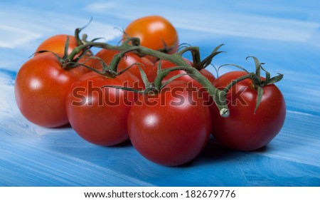 Vein Tomato on Blue Background