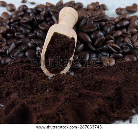 Roasted  Dark Beans Coffee and Powder Ground Coffee