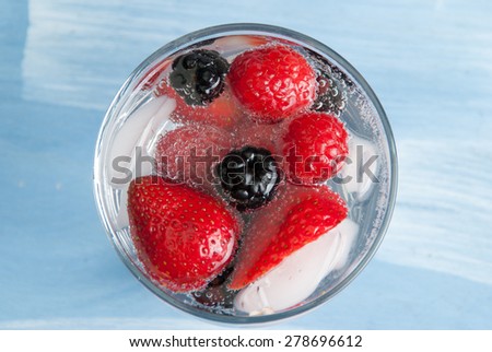 Fresh Icy Drink with Berries Selected focus, close-up.