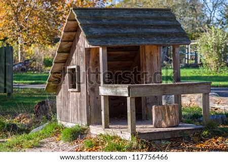 Charming little sunlit playhouse build from natural materials