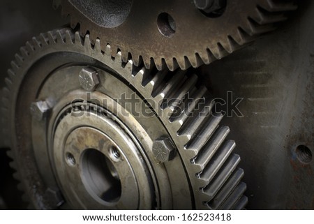 Detail of gear wheels inside motor