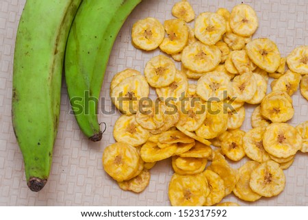 Traditional Banana chips from Kerala cuisine.fried chips. banana chips.