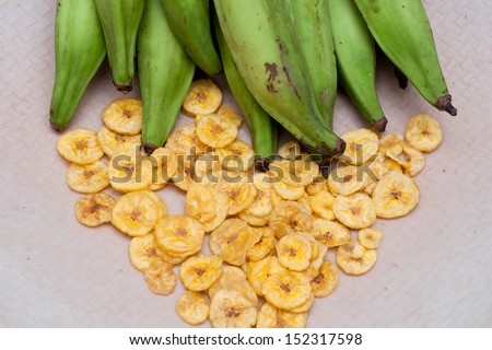 Traditional Banana chips from Kerala cuisine. fried chips. banana chips.