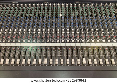 sound mixer. selective focus. Large music mixer desk in recording studio