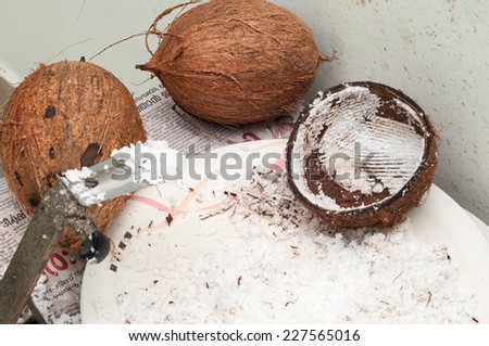 coconut and grounded coconut flakes. Shredded Coconut