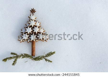 cinnamon stars christmas tree with a star anise tree topper on ice