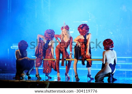 FERROPOLIS, GERMANY - JULY 19, 2015: Australian pop-icon Kylie Minogue on her \