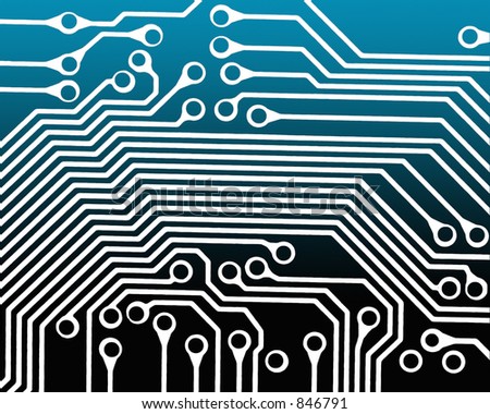 Circuit board patter on blue/black background