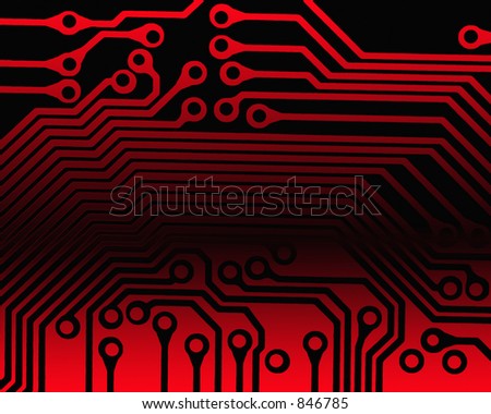 Circuit board pattern in red