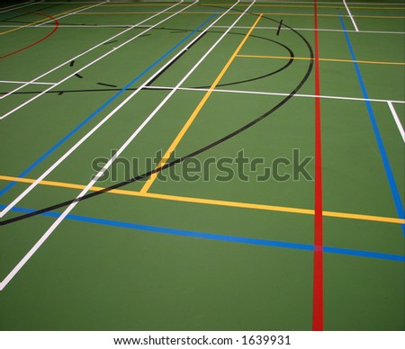 Mixed sports and games lines inside of sports hall.