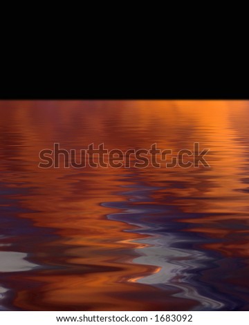 Simulated water scenic with black sky.