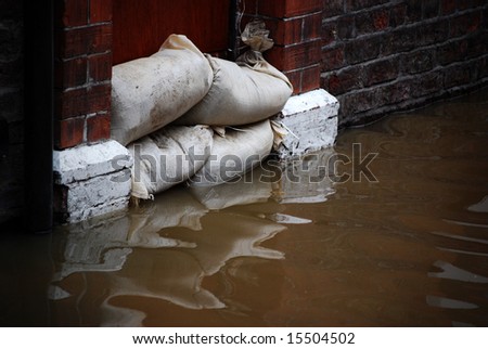 Close-up of flood defences in doorway of house