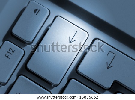 View of laptop arrow keys with spotlight effect