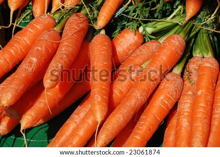 Close-up of raw carrots on market stall