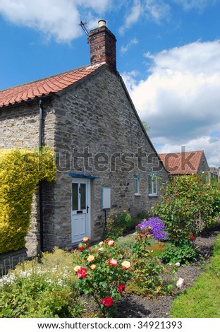Postcard view of end terraced house side garden