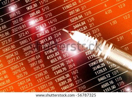 Closeup of financial figures overlaid with flares
