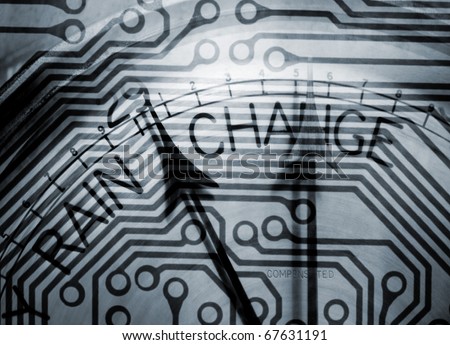 Circuit board pattern overlaid onto barometer face