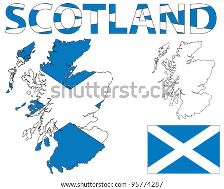 Outline Map Of Scotland Filled With Scottish Flag Stock Vector 