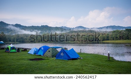SARABURI, THAILAND - October 15: People is go to camping on  October 15, 2014 in  Jedjod Pongkonsao natural study and ecotourrism center at Saraburi north of Thailand.