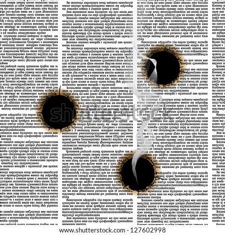 Vector seamless pattern with three bullet holes in newspaper columns. Text in newspaper page unreadable.