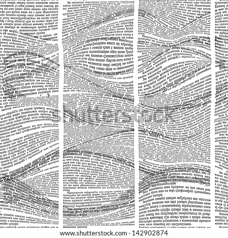 Seamless pattern with waves of newspaper columns. Text in newspaper page unreadable.