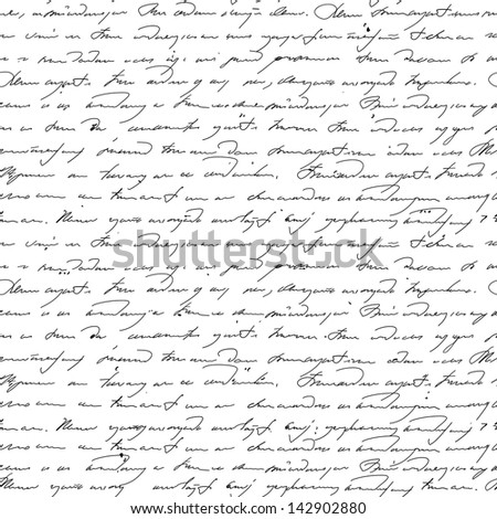 Seamless Pattern With Handwriting Text. Text Unreadable.