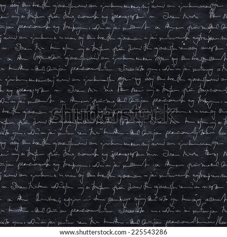 Seamless pattern with handwriting text on asphalt texture. Text unreadable.