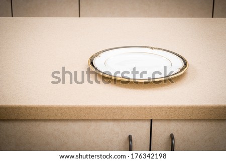 Kitchen Counter with Plate, Empty Dish