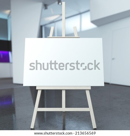 easel with empty canvas in modern interior