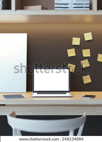 Modern workspace with laptop