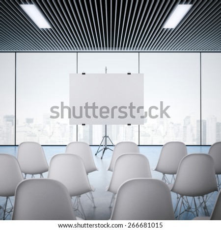 Conference room with blank screen. 3d rendering
