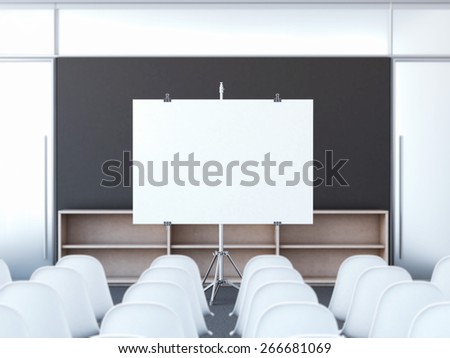 Conference room with blank screen. 3d rendering