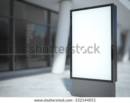 Blank metal advertising stand. 3d rendering