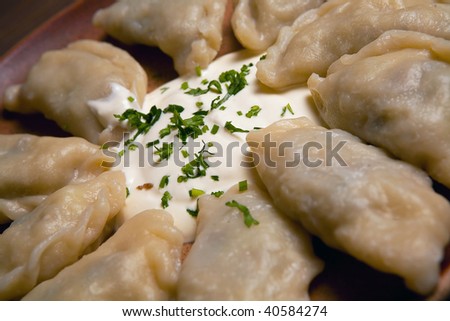 meat dumplings  on white plate
