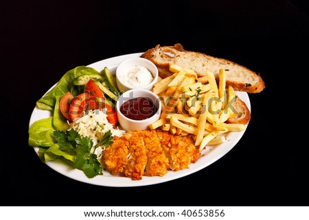 fast food on white plate