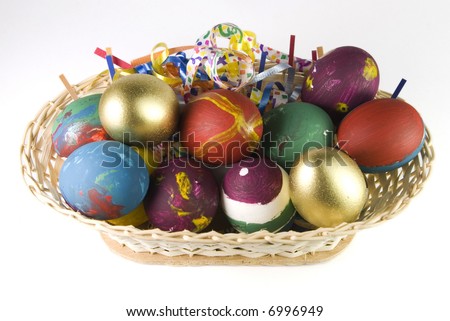 easter eggs in basket coloring pages. stock photo : color easter egg