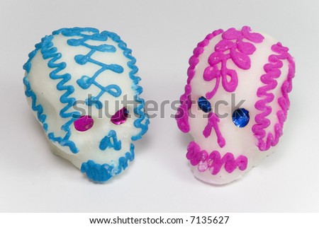 stock photo blue and pink mexican skull made of sugar
