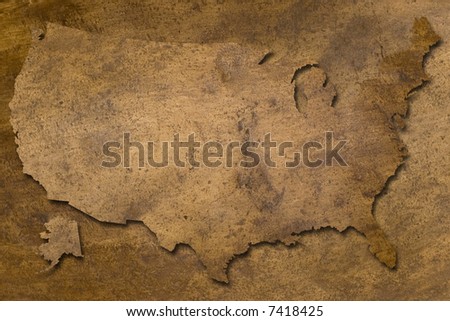 usa map vintage copper texture  looks like old