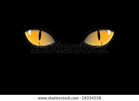 cat eyes in the dark. stock vector : orange cat eyes