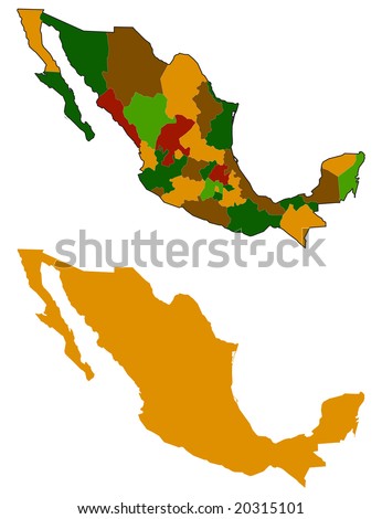 Map Of Mexico States. stock vector : mexico map