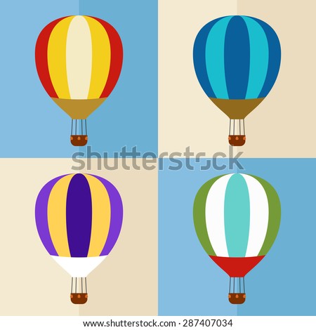 set of four vintage hot air balloons