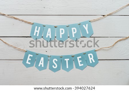 Happy easter banner lettering. Holiday postcard template. Space for text, copy.