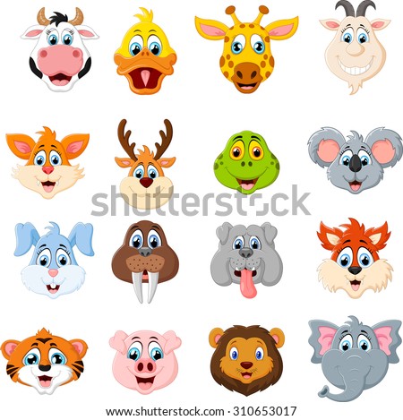 Collection of cute face animal