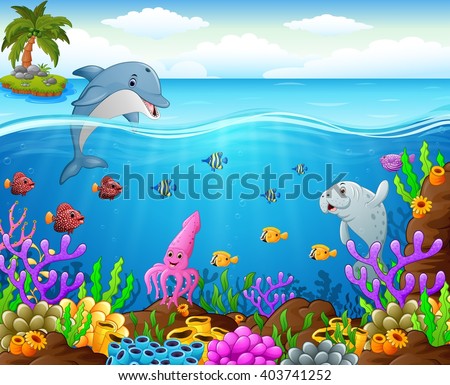 cartoon fish under the sea